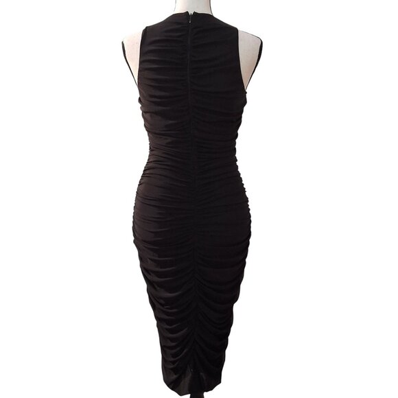 White House Black Market Black Ruched Mesh Sleeveless Cocktail Dress XS NWOT - Picture 6 of 8